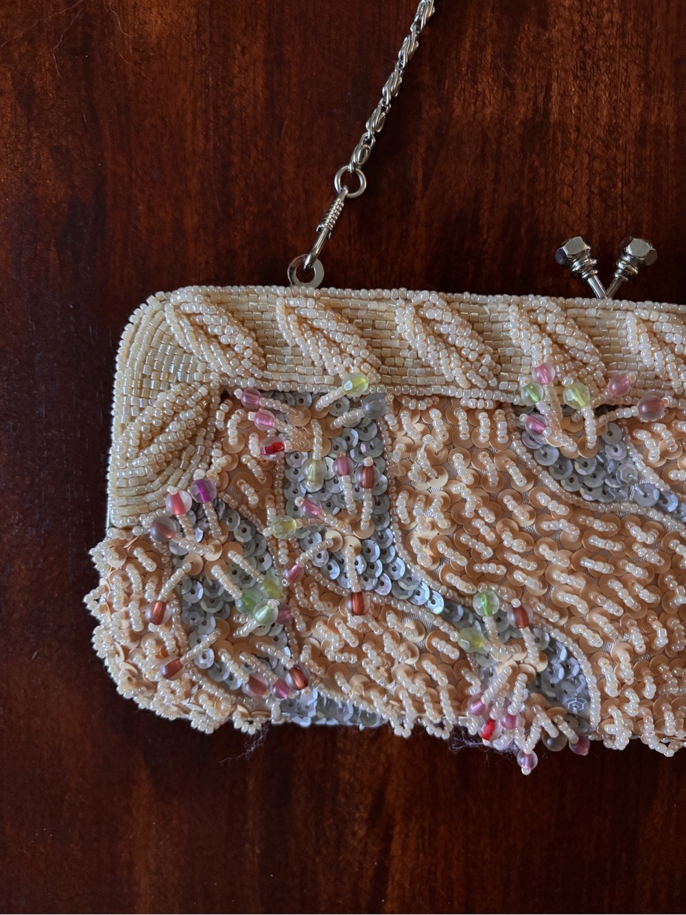 Vintage Beaded Evening Bag Clutch Purse Multi Color Sequins - Picture 3 of 17